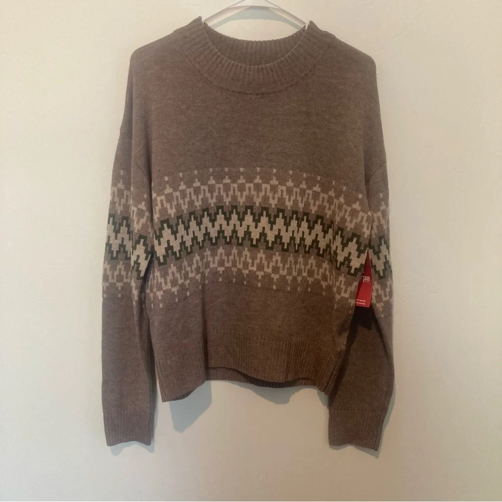 New Sherpa Adventure Gear Devaki Crew Men's Sweater Fair Isle Merino Wool Size S